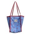 画像1: Ribbon Pattern Check Spaghetti Strap Shoulder Shopping Liman Handle Shoulder Tote Bag　ユニセックス男女兼用リボン柄チェックスパゲッティストラップショルダーショッピングリマンハンドルショルダートートバッグ (1)