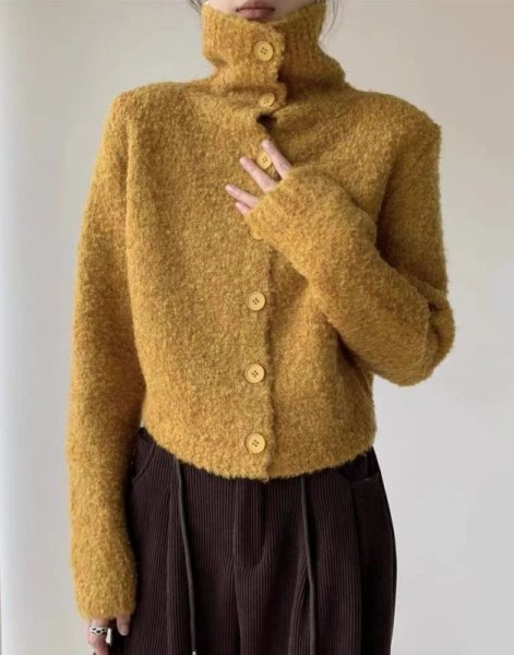 画像3: Women's Plush short cardigan sweater　プラッシュモコモコショート丈カーディガンセーター (3)