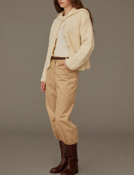 画像4: Women's Hooded wrapped button knit cardigan jacket　フード付きくるみボタンニットカーディガンジャケット (4)