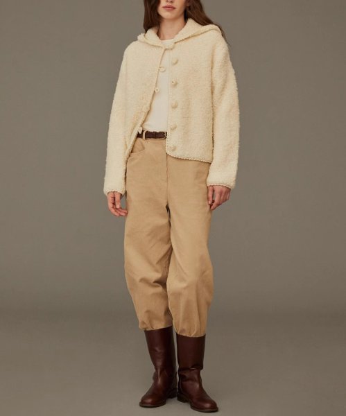 画像5: Women's Hooded wrapped button knit cardigan jacket　フード付きくるみボタンニットカーディガンジャケット (5)