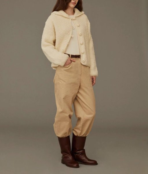 画像3: Women's Hooded wrapped button knit cardigan jacket　フード付きくるみボタンニットカーディガンジャケット (3)