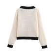 画像3: Women's V-neck piping knit jacket and fringe tight skirt set set up   パイピングVネックジャケット＆フリンジスカートニットツーピーススーツセットアップ (3)