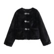 画像2: Women's Short length duffle fur coat with bits jacket outer ビット付きダッフルショート丈ファーコートジャケット (2)