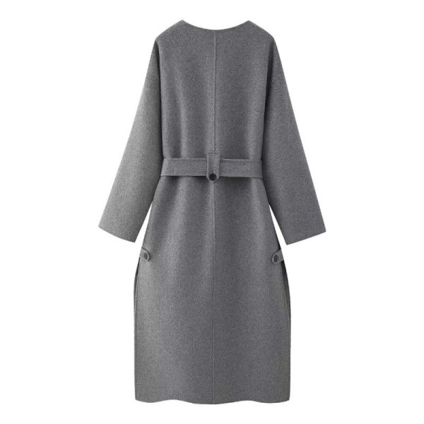 画像2: Women's Round neck  wool bred long coat ラウンドネックウールブレッドロングコートジャケット (2)