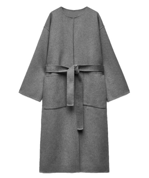 画像1: Women's Round neck  wool bred long coat ラウンドネックウールブレッドロングコートジャケット (1)