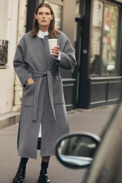 画像4: Women's Round neck  wool bred long coat ラウンドネックウールブレッドロングコートジャケット (4)