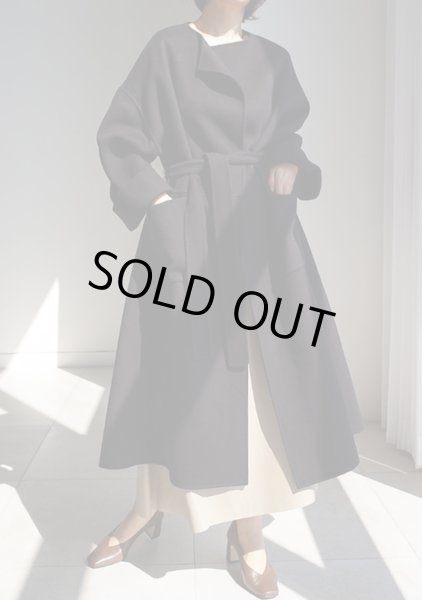 画像2: Women's Loose no-collar fashion long cocoon coat  ルーズノーカラーファッションロングコクーンコート ジャケット (2)