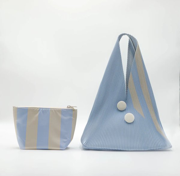 画像2: Pleated Bag Rhombus Triangle Contrast Accordion Tote Shoulder Bag　ユニセックス男女兼用プリーツバッグ菱形三角形コントラストアコーディオントートショルダーバッグ (2)