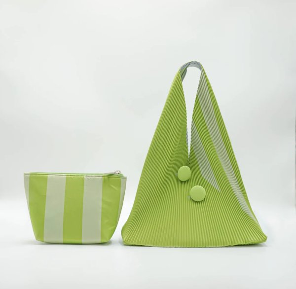 画像3: Pleated Bag Rhombus Triangle Contrast Accordion Tote Shoulder Bag　ユニセックス男女兼用プリーツバッグ菱形三角形コントラストアコーディオントートショルダーバッグ (3)