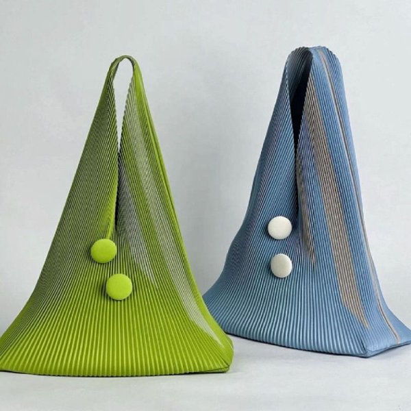 画像15: Pleated Bag Rhombus Triangle Contrast Accordion Tote Shoulder Bag　ユニセックス男女兼用プリーツバッグ菱形三角形コントラストアコーディオントートショルダーバッグ (15)