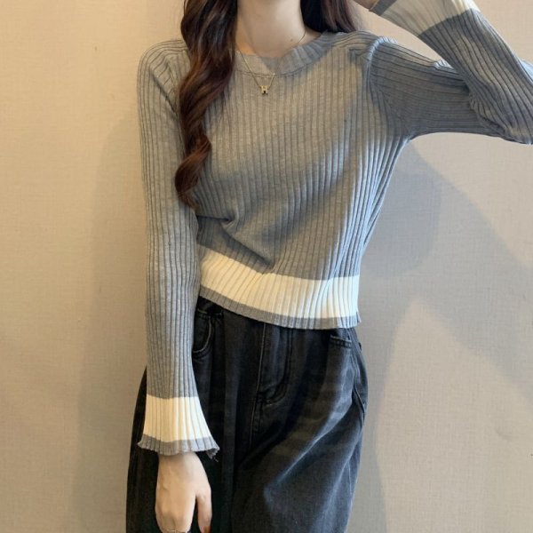 画像3: Women's Bell sleeve bottling short body length sweater  Sweater knit　ベルスリーブボトリングショート丈 リブセーターセーター ニット (3)
