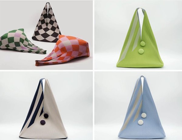 画像16: Pleated Bag Rhombus Triangle Contrast Accordion Tote Shoulder Bag　ユニセックス男女兼用プリーツバッグ菱形三角形コントラストアコーディオントートショルダーバッグ (16)