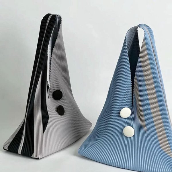 画像14: Pleated Bag Rhombus Triangle Contrast Accordion Tote Shoulder Bag　ユニセックス男女兼用プリーツバッグ菱形三角形コントラストアコーディオントートショルダーバッグ (14)