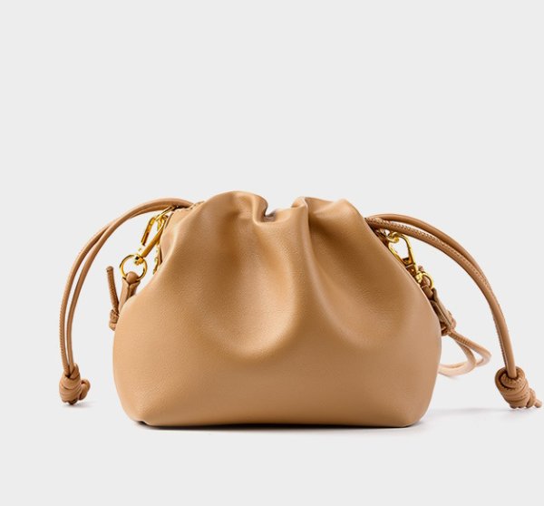 画像5: Leather Cloud Bag Chain Flamenco Purse Tote Shoulder Pochette Bag　ユニセックス男女兼用本革レザー巾着フラメンコトートショルダーポシェット斜め掛けバッグ (5)