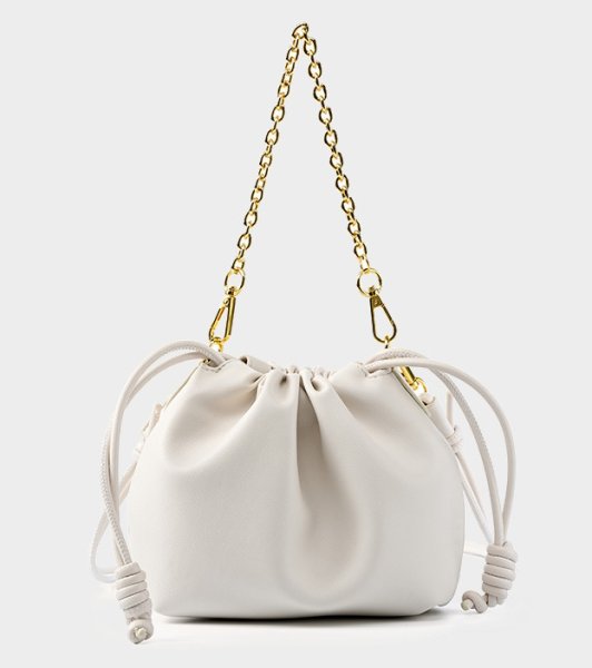 画像4: Leather Cloud Bag Chain Flamenco Purse Tote Shoulder Pochette Bag　ユニセックス男女兼用本革レザー巾着フラメンコトートショルダーポシェット斜め掛けバッグ (4)