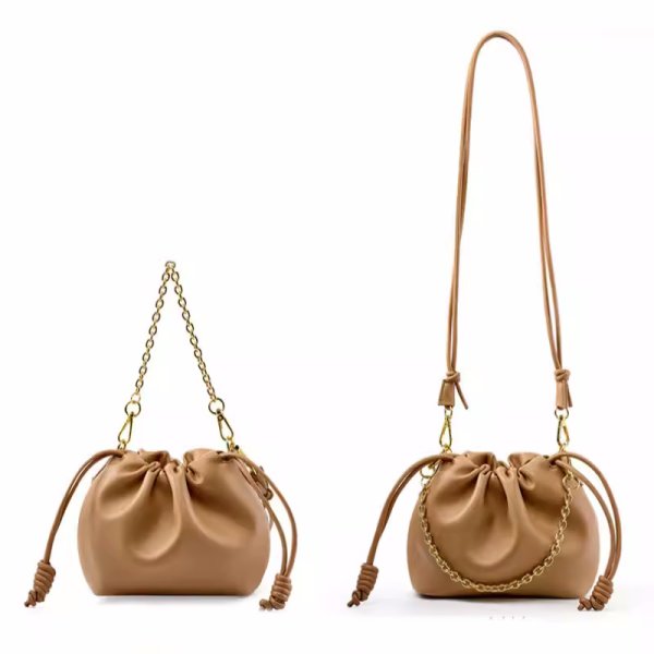 画像8: Leather Cloud Bag Chain Flamenco Purse Tote Shoulder Pochette Bag　ユニセックス男女兼用本革レザー巾着フラメンコトートショルダーポシェット斜め掛けバッグ (8)