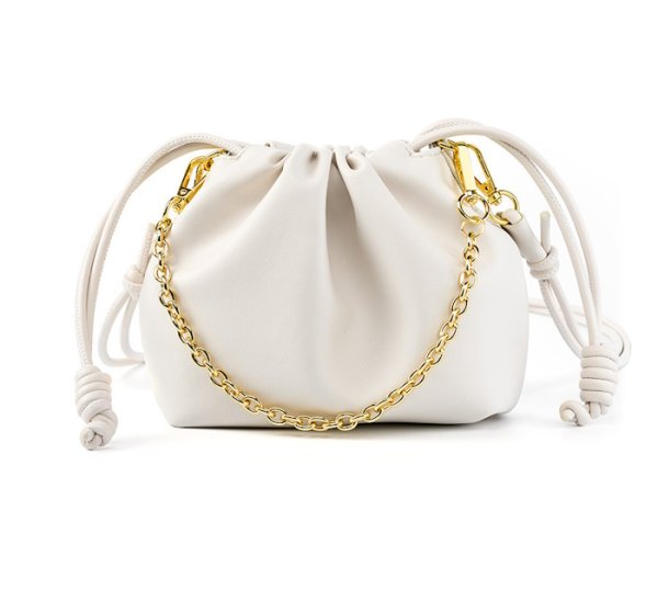 画像2: Leather Cloud Bag Chain Flamenco Purse Tote Shoulder Pochette Bag　ユニセックス男女兼用本革レザー巾着フラメンコトートショルダーポシェット斜め掛けバッグ (2)