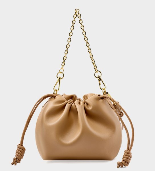 画像3: Leather Cloud Bag Chain Flamenco Purse Tote Shoulder Pochette Bag　ユニセックス男女兼用本革レザー巾着フラメンコトートショルダーポシェット斜め掛けバッグ (3)
