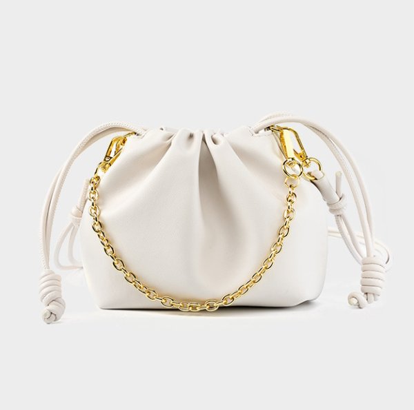 画像7: Leather Cloud Bag Chain Flamenco Purse Tote Shoulder Pochette Bag　ユニセックス男女兼用本革レザー巾着フラメンコトートショルダーポシェット斜め掛けバッグ (7)