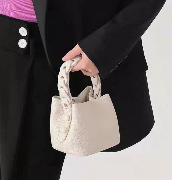 画像8: Weaving Handle Woven Handle Soft Leather Bucket Tote Shoulder  Pochette Bag　ユニセックス男女兼ウィービングハンドル織ハンドルソフトレザーバケットトートショルダーポシェットバッグ (8)