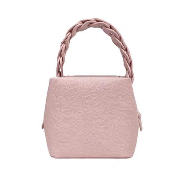 画像1: Weaving Handle Woven Handle Soft Leather Bucket Tote Shoulder  Pochette Bag　ユニセックス男女兼ウィービングハンドル織ハンドルソフトレザーバケットトートショルダーポシェットバッグ (1)