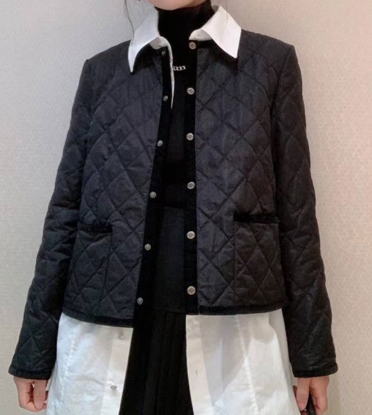 画像1: Women's Quilted round neck short jacket　キルティングラウンドネックショート丈ライトジャケット コート  (1)