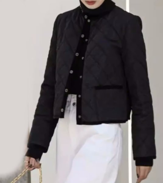 画像6: Women's Quilted round neck short jacket　キルティングラウンドネックショート丈ライトジャケット コート  (6)