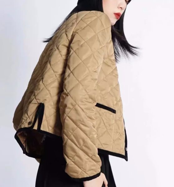 画像10: Women's Quilted round neck short jacket　キルティングラウンドネックショート丈ライトジャケット コート  (10)