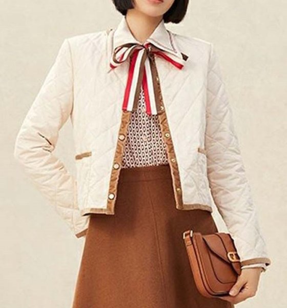 画像8: Women's Quilted round neck short jacket　キルティングラウンドネックショート丈ライトジャケット コート  (8)