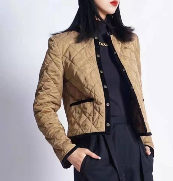 画像2: Women's Quilted round neck short jacket　キルティングラウンドネックショート丈ライトジャケット コート  (2)