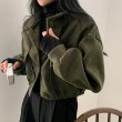 画像9: Women's Stand collar lazy style short length jacket blouson coat　ショート丈スタンドカラーレイジースタイルジャケット ブルゾンコート  (9)