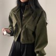 画像4: Women's Stand collar lazy style short length jacket blouson coat　ショート丈スタンドカラーレイジースタイルジャケット ブルゾンコート  (4)