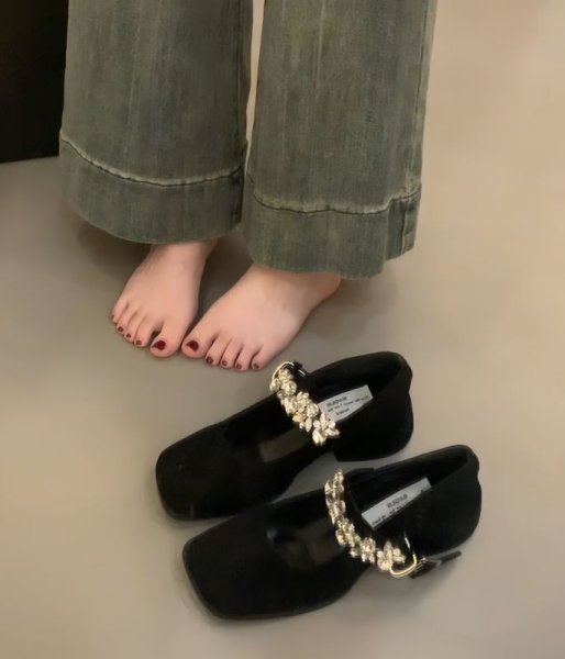 画像6: Rhinestone strap thick heel pumps shoes 　ラインストーンストラップチャンキーヒールパンプスシューズ (6)