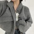 画像11: Women's Stand collar lazy style short length jacket blouson coat　ショート丈スタンドカラーレイジースタイルジャケット ブルゾンコート  (11)