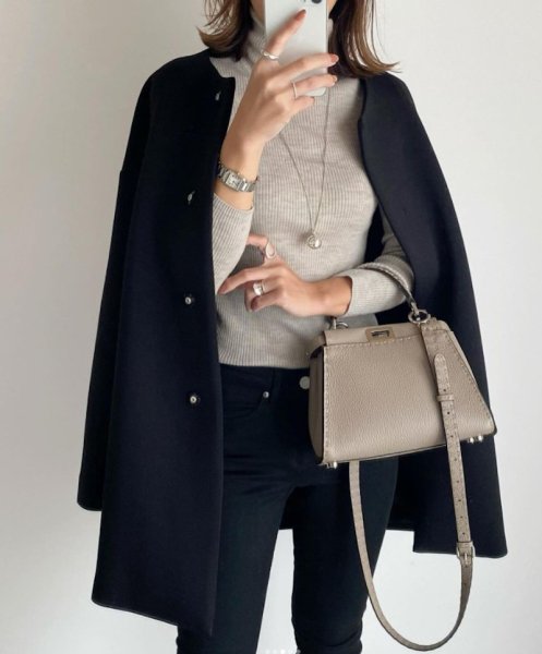 画像7: Women's Simple basic round neck long coat  シンプルベーシックラウンドネック ミディアム丈ロングコート ジャケット (7)