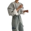 画像1: Women's Ruffled sleeve sweatshirt　袖フリル付ラウンドネックスウェット (1)