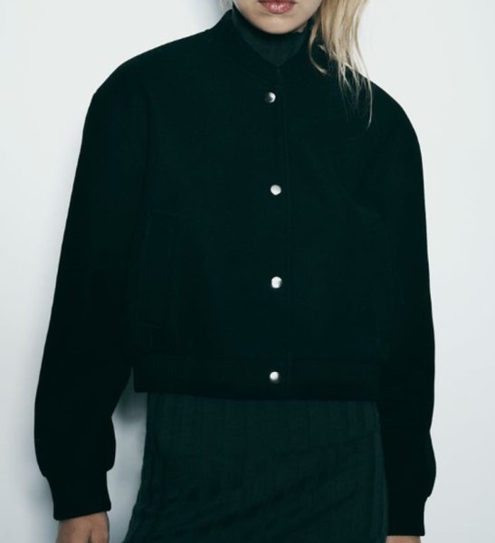 画像3: Women's Round neck short bomber jacket jumper coat　ショート丈ラウンドカラーボンバージャケット ブルゾンコート  (3)