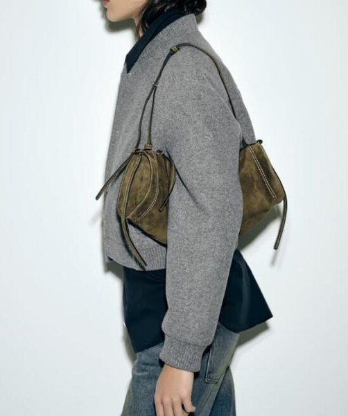 画像12: Women's Round neck short bomber jacket jumper coat　ショート丈ラウンドカラーボンバージャケット ブルゾンコート  (12)