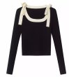 画像6: Women's Square collar ribbon short knit sweater　スクエアカラーリボン付きショート丈 セーター ニット (6)