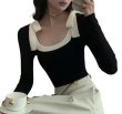 画像3: Women's Square collar ribbon short knit sweater　スクエアカラーリボン付きショート丈 セーター ニット (3)