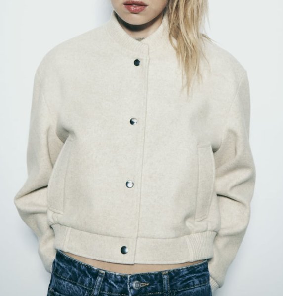 画像2: Women's Round neck short bomber jacket jumper coat　ショート丈ラウンドカラーボンバージャケット ブルゾンコート  (2)