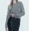 画像1: Women's Pearl-embellished textured sweater pullover knit 　パール付きラウンドネック セーター ニット (1)