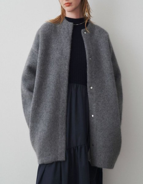 画像1: Women's Super soft knit collarless jacket cardigan スーパーソフトニットノーカラージャケット カーディガン (1)