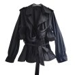 画像1: Women's Tailor collar frill half trench coat jacket　イレギュラーフリル付テーラーカラーハーフトレンチコートジャケット  (1)