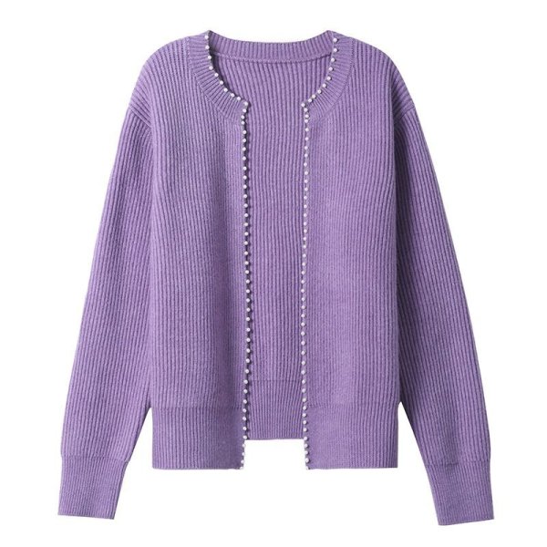 画像9: Women's Round neck knit cardigan with pearls　パール付きラウンドネック カーディガンセーターニット (9)