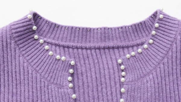 画像8: Women's Round neck knit cardigan with pearls　パール付きラウンドネック カーディガンセーターニット (8)