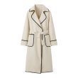画像1: Women's Embroidered border Roosevelt long coat jacket　縁取り刺繍ベルト付きロングコート ジャケット (1)
