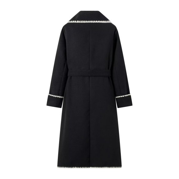 画像7: Women's Embroidered border Roosevelt long coat jacket　縁取り刺繍ベルト付きロングコート ジャケット (7)