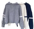 画像11: Women's Half-zip up two-line pullover sweater jacket Knit　ハーフジップアップ2本ライン入り カーディガンセータージャケットニット (11)
