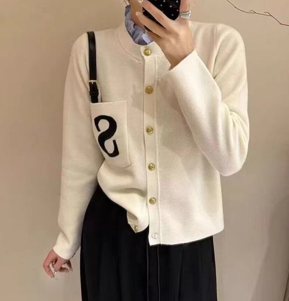 画像4: Women's Stand collar frilled collar cardigan sweater knit　スタンドカラーフリル襟 カーディガンセーターニット (4)